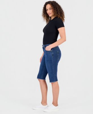 Petite Mid-Rise Raw-Hem Skimmer Jeans
