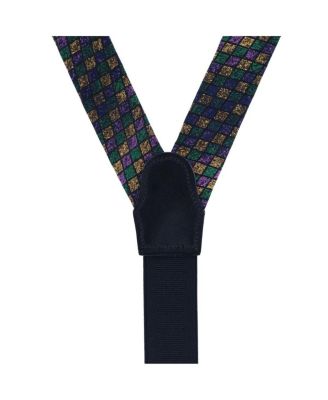 Men's Carnival Diamond Novelty Silk Button End Suspenders