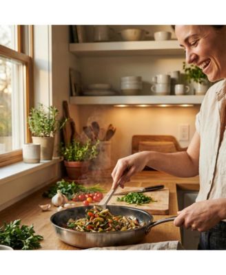 Maestro Nonstick Stainless Steel Frying Pan with Glass Lid 11"