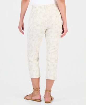 Petite Printed High-Rise Cropped Jeans