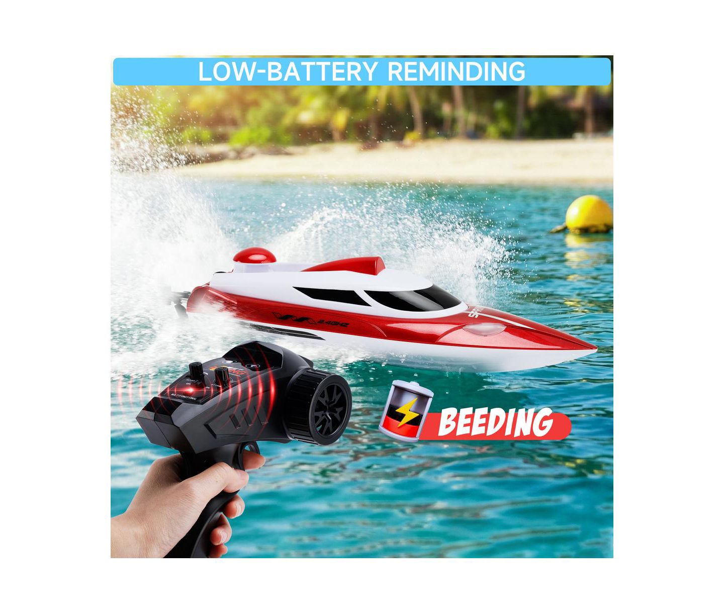 Детская игрушка Bruce & Shark High-Speed Self-Righting Jet Speedboat, цвет: Красный — фото 3