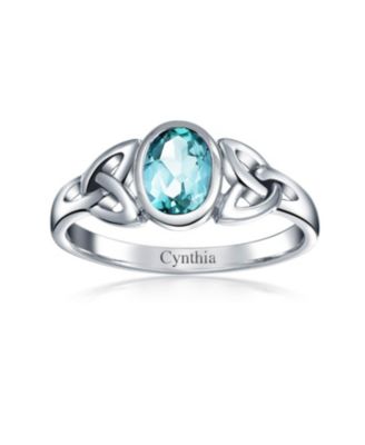 Oval Gemstone Celtic Trinity Knot Ring for BFF Sorority Sister Sterling Silver