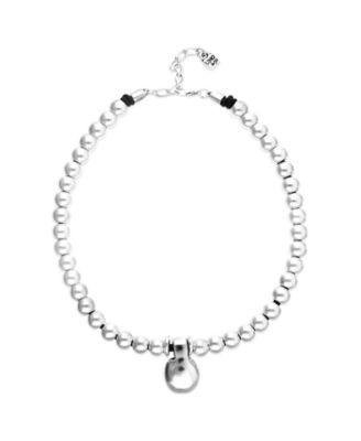 Necklace with Medium Sterling Silver Alloy Shapes of Balls and Big Shaped Ball in Gold 18k