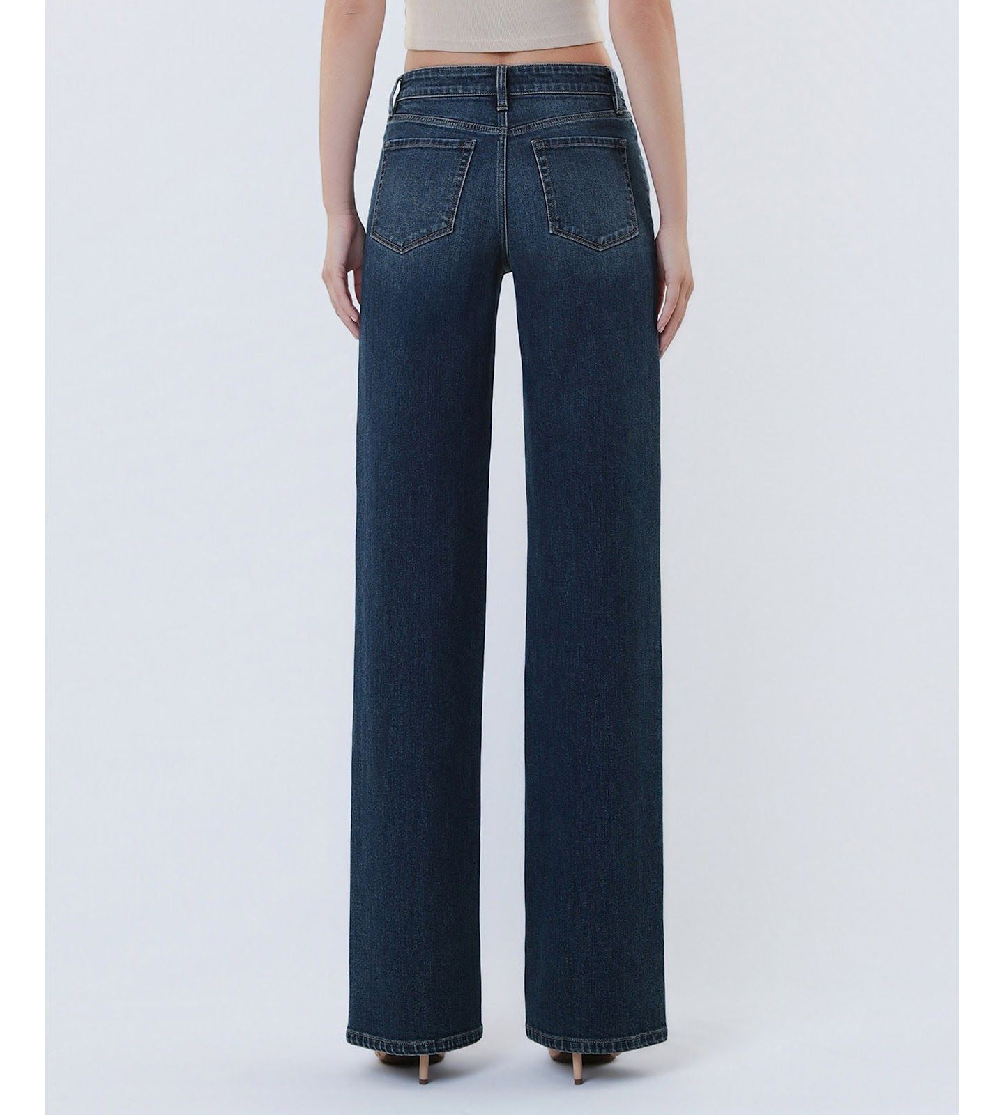 Женские джинсы Flying Monkey Mid Rise Full Length Wide Leg, цвет: Синий — фото 5