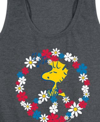 Plus Size Peanuts Woodstock Peace Americana Racerback Graphic Crewneck Tank Top
