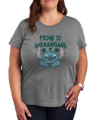 Plus Size Lilo Stitch St. Patrick's Day Prone To Shenanigans Graphic T-Shirt
