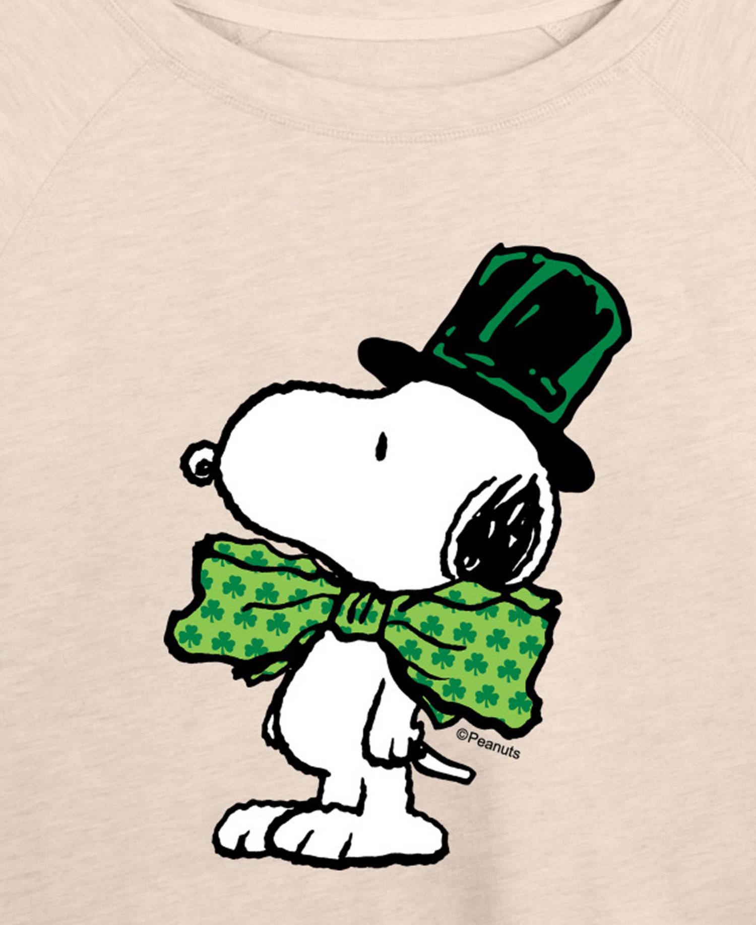 Plus Size Peanuts Snoopy Bowtie St. Patrick's Day French Terry Graphic Crewneck T-Shirt