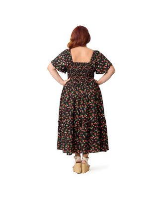 Women's Plus Size Smocked Bodice Women's Midi Dress