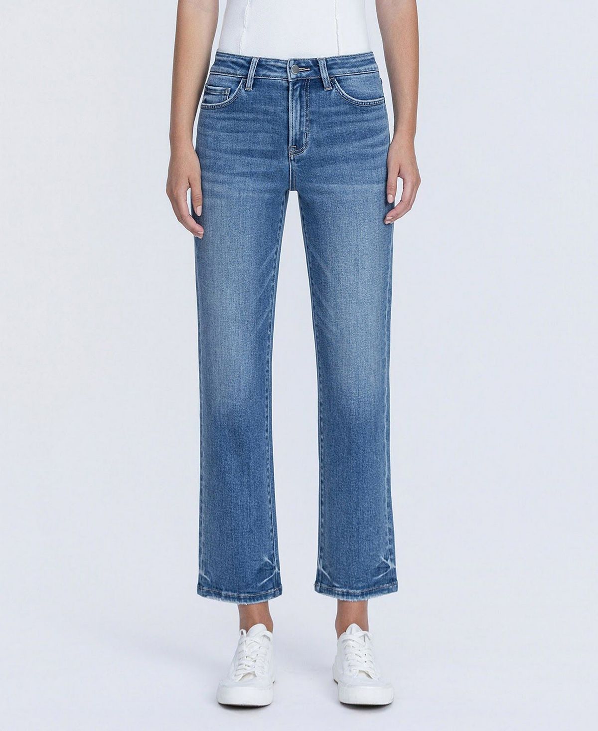 Flying Monkey Women's High Rise Crop Straight Jeans view 1 — MAYCSS fashion products