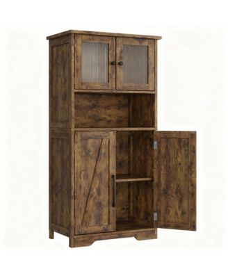 4-Door Bathroom Cabinet with Adjustable Shelves for Kitchen or Living Room