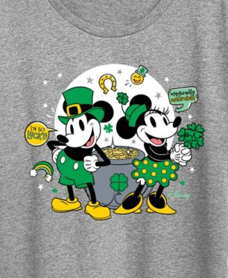 Plus Size St. Patrick's Day Mickey & Minnie Graphic Crewneck T-Shirt