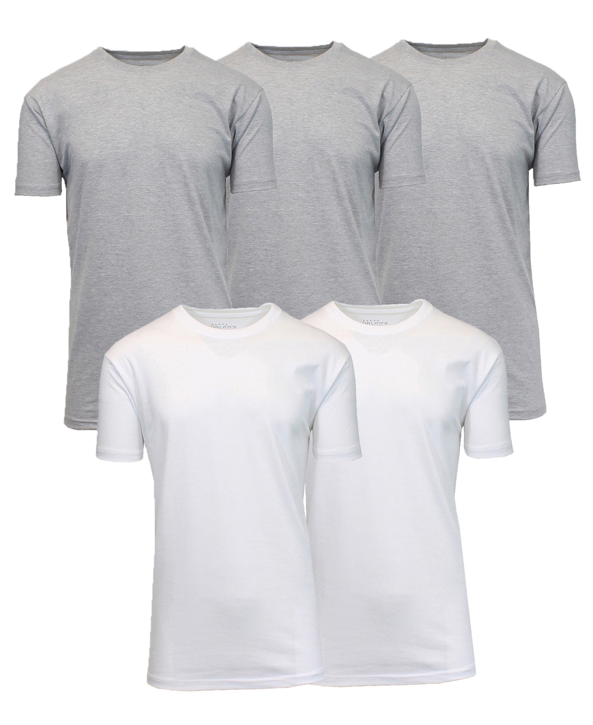 Blue Ice Men's Short-Sleeve Solid Crewneck T-Shirt, 5-Pack - Heather Gray/White-image
