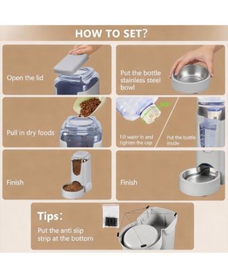 Automatic Pet Feeder & Water Dispenser for Small Medium Dogs Cats