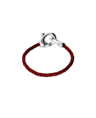 Red Leather Interlocked Carabiner Rigid Bracelet