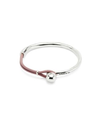 UNOde50 - semi-rigid metal alloy bracelet plated in sterling silver with marfil leather