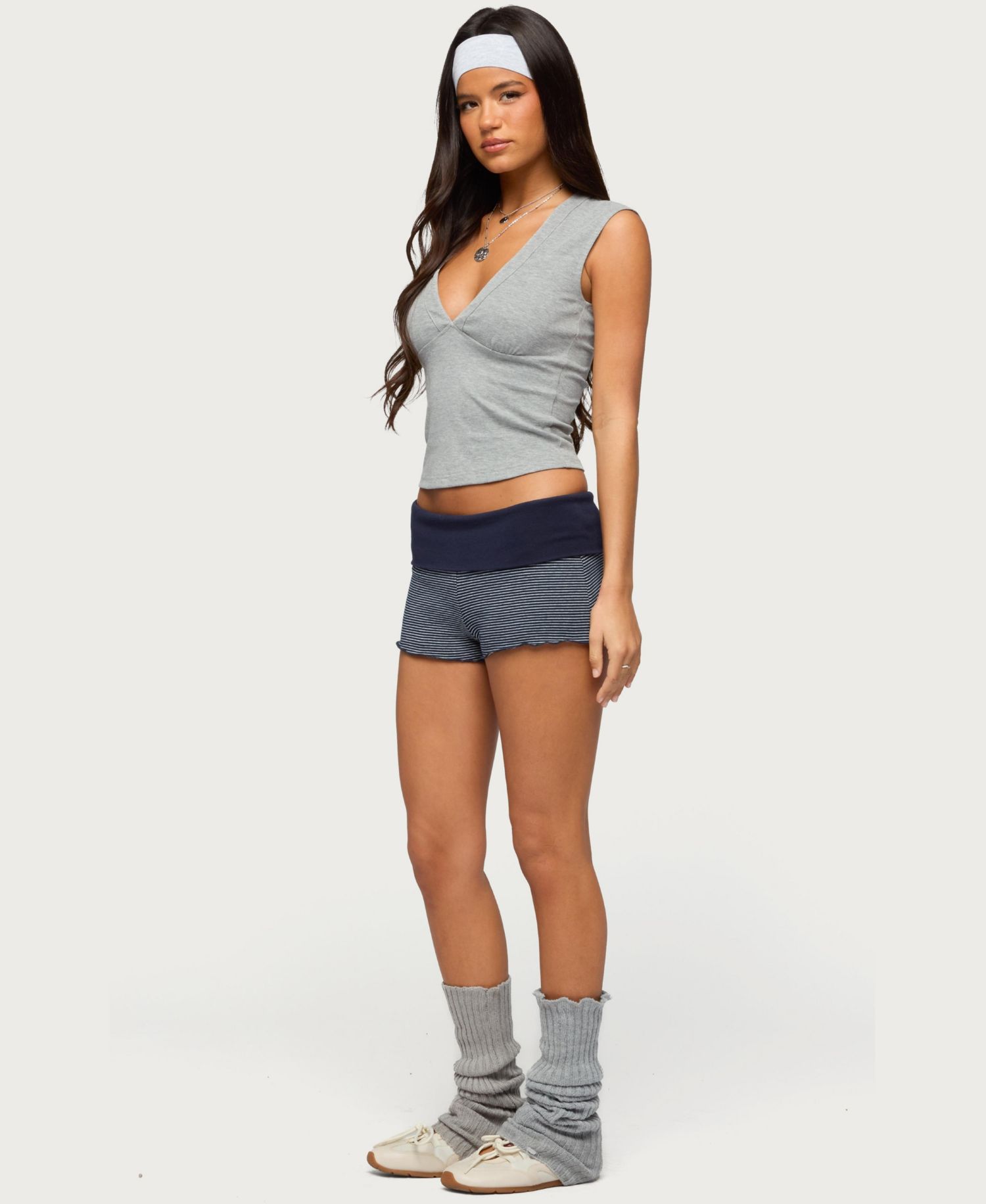 Women's Nour Contrast Striped Foldover Shorts