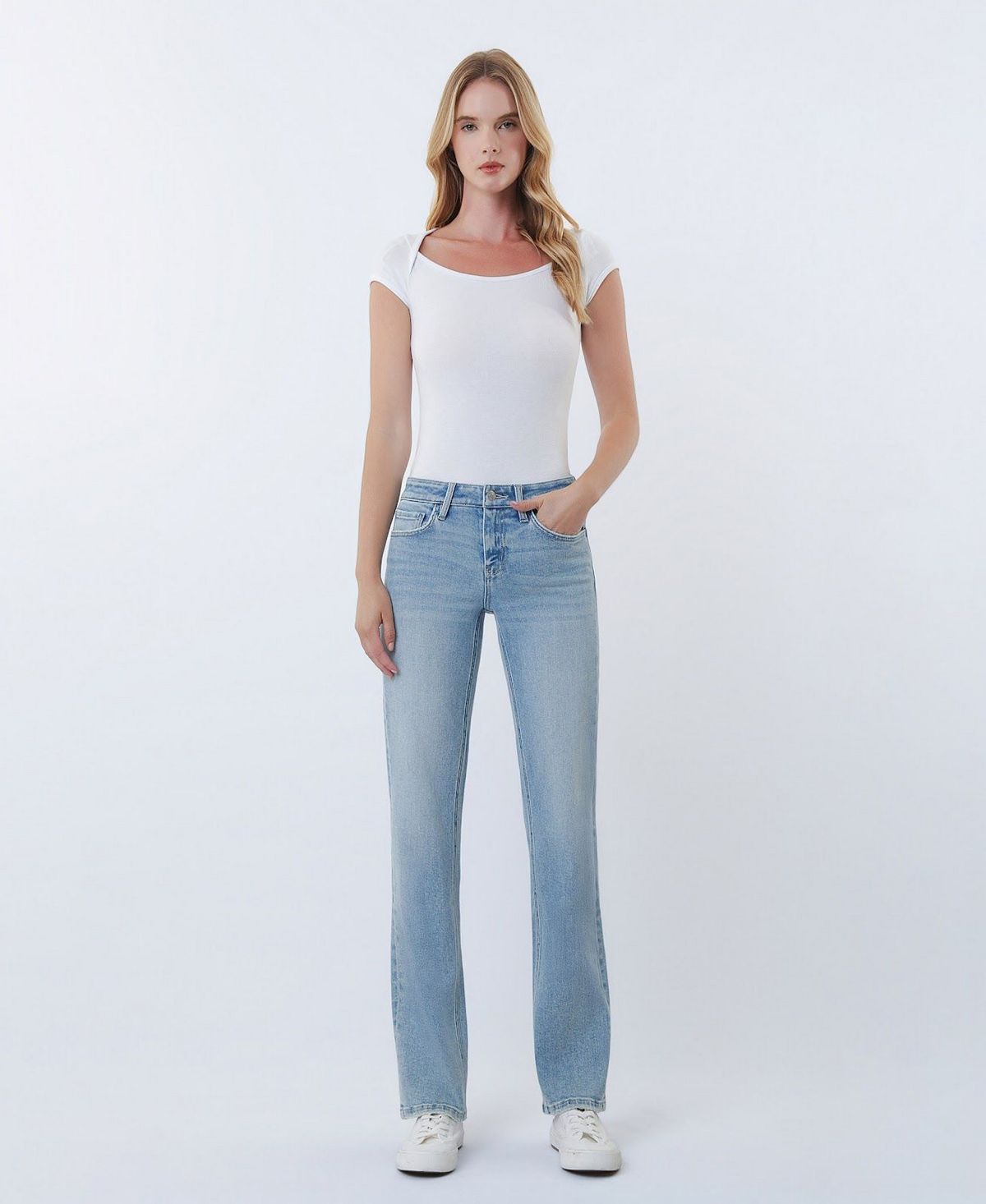 Flying Monkey Women's Low Rise Straight Jeans With Tint view 2 — MAYCSS fashion products