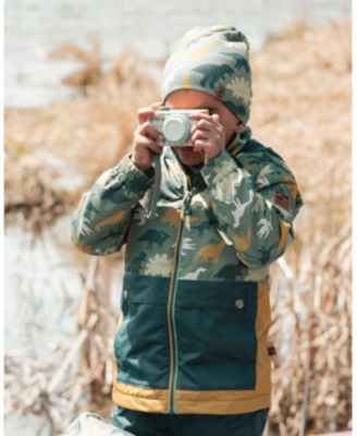 Baby Boys Stretch Jersey Beanie Green Dinosaur Print