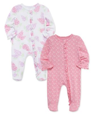 Baby Girls' Printed Footies, 2-Pack