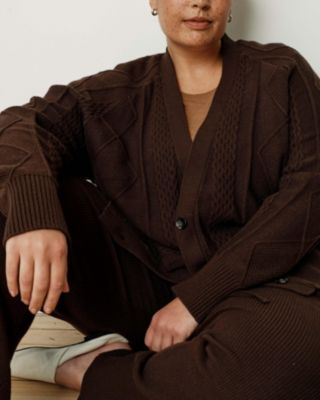 Plus Size Cable Knit Cardigan