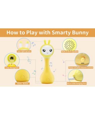 Smarty Bunny Musical Baby Rattle - Light-Up Educational & Sensory Toy with Songs and Color Learning