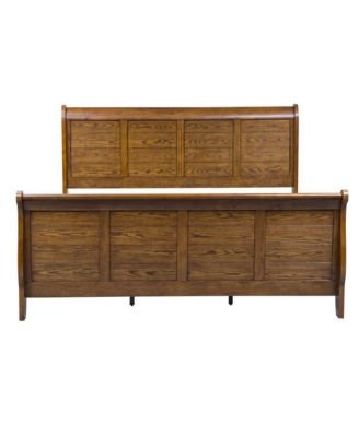 Grandpas Cabin King Sleigh Bed in Aged Oak
