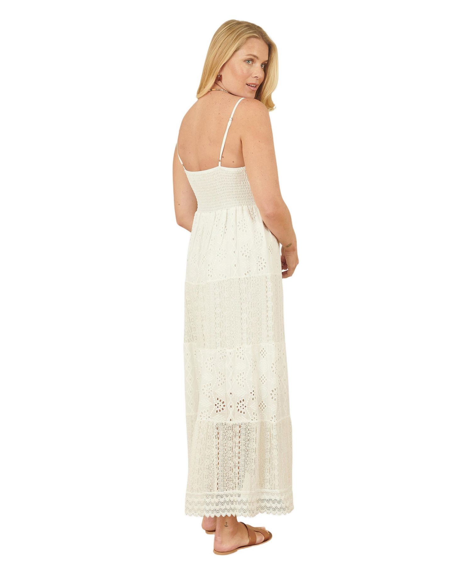 Women's Ruched Back Tiered Maxi Dress