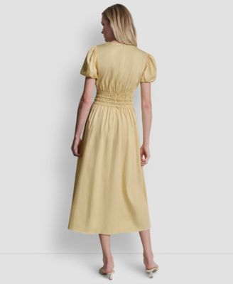 Women's Smocked V-Neck Midi Dress