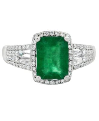 Tanzanite (1.85 ct. t.w.) & Diamond (0.41 ct. t.w.) Ring in 14k White Gold (Also Available in Emerald)