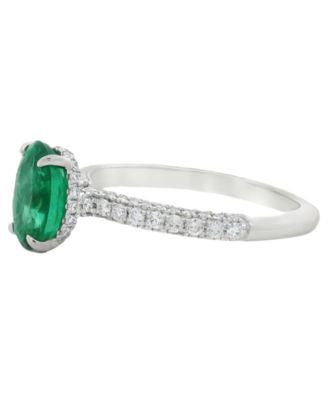 Sapphire (1.30 ct. t.w.) & Diamond (0.41 ct. t.w.) Ring in 14k White Gold (Also Available in Emerald)
