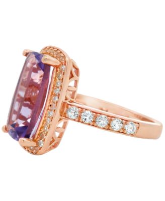 Pink Amethyst (3.30 ct. t.w.) & White Topaz (0.60 ct. t.w.) Ring in 14k Rose Gold Plated Sterling Silver