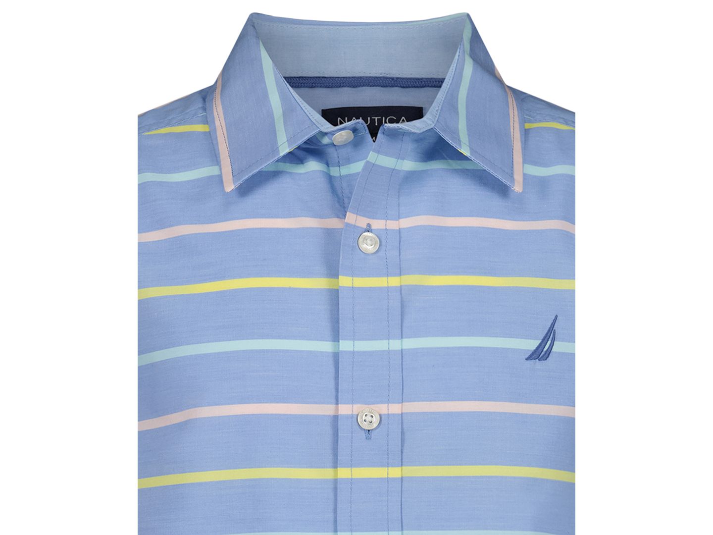 Рубашка Nautica Stripe Short-Sleeve Woven Shirt для мальчиков, цвет: Синий — фото 4