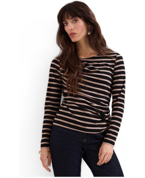 Женский топ Phase Eight Everly Stripe, цвет: Чёрный
