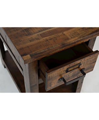 Cannon Valley Distressed Industrial One Drawer Chairside Table