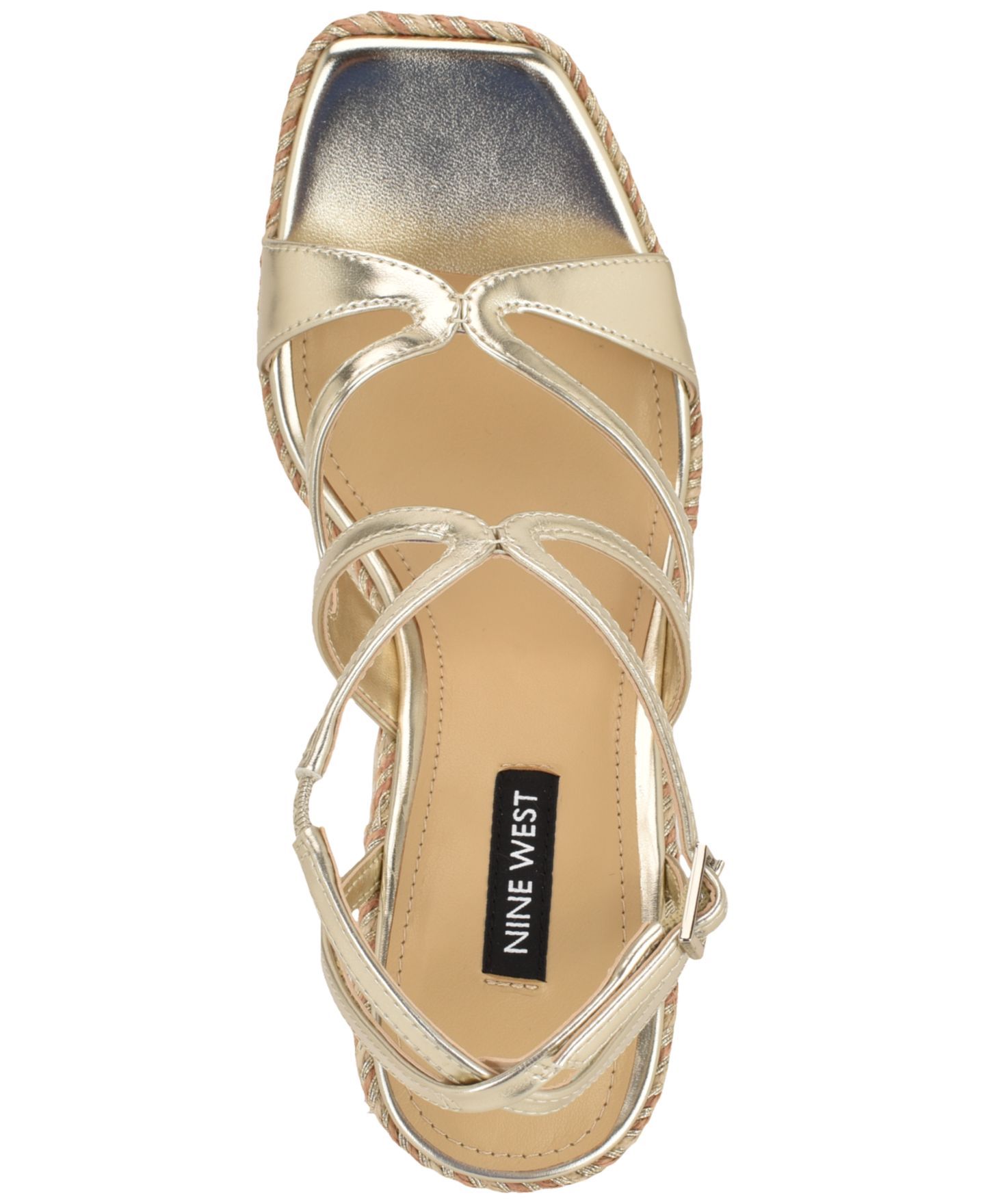 Женские сандалии Nine West Adriane Strappy Espadrille Platform Wedge, цвет: Золотой — фото 4