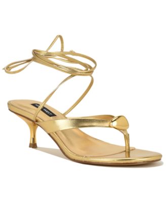 Women's Batty Ornamented Thong Tie-Up Kitten Heel Sandals