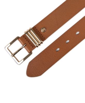 Women's Triple-Metal Strap Keeper Casual Leather Belt