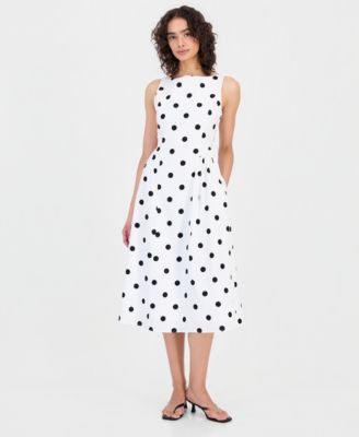 Women's Polka Dot Sleeveless Midi Dress