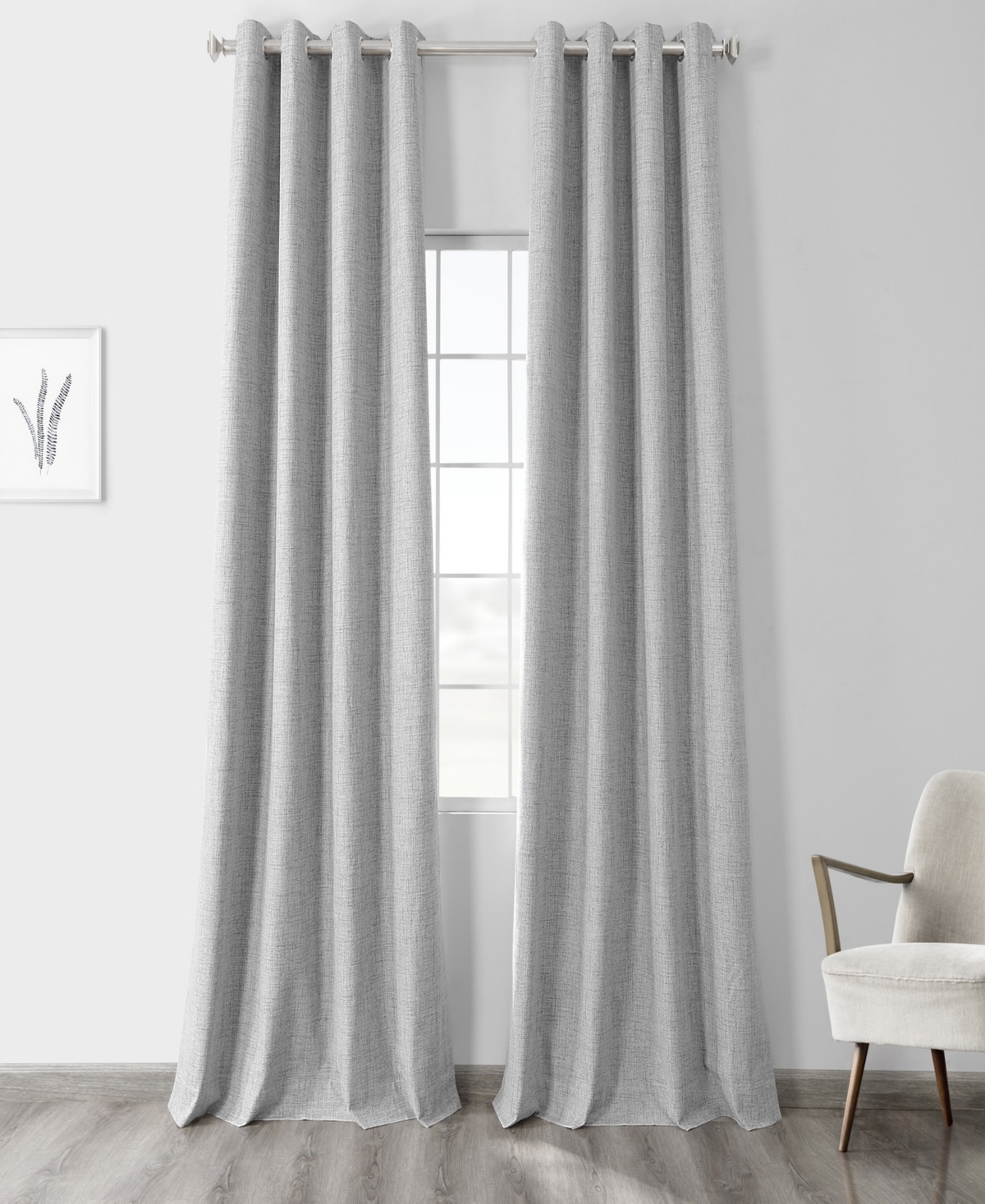 Half Price Drapes Millennial Grey Grommet Thermal Cross Linen Weave Blackout Curtain