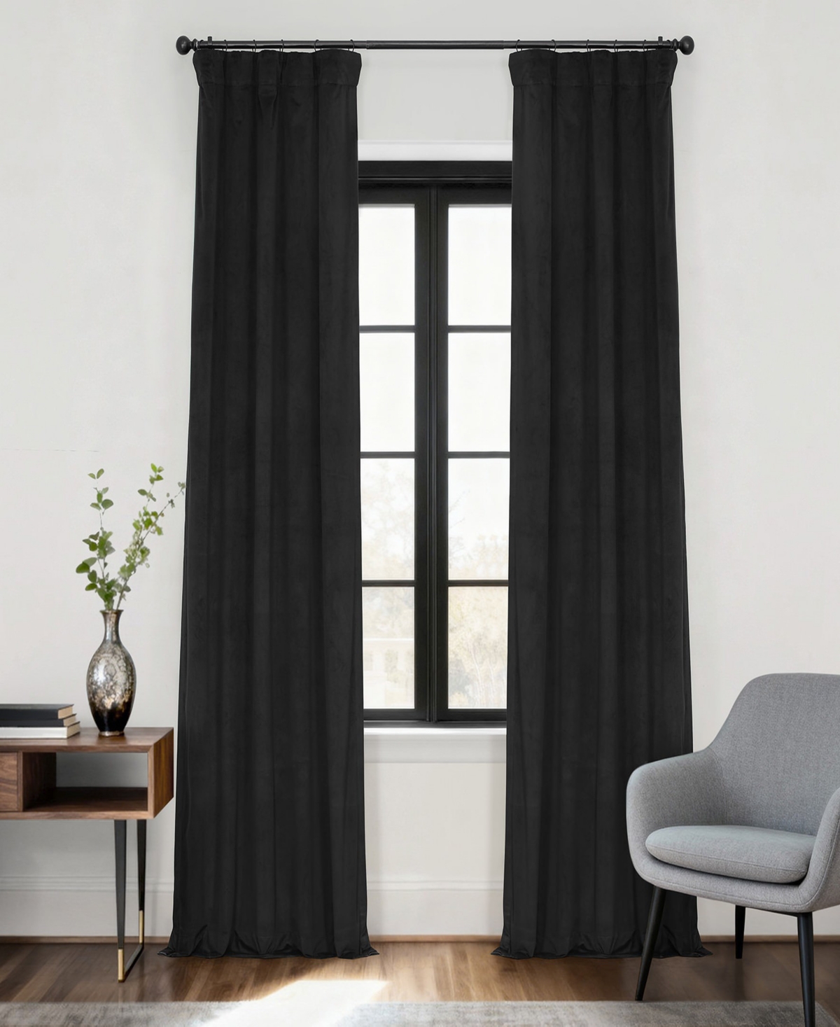 Half Price Drapes Warm Black Signature Velvet Blackout Curtain