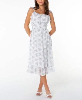 Juniors' Ruffle-Trim Sleeveless Midi Dress