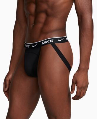 Men's Dri-FIT Essential Cotton Stretch Jock Strap Underwear Thongs, 3-Pack