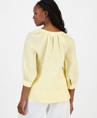 Petite 3/4-Sleeve Linen Shirt