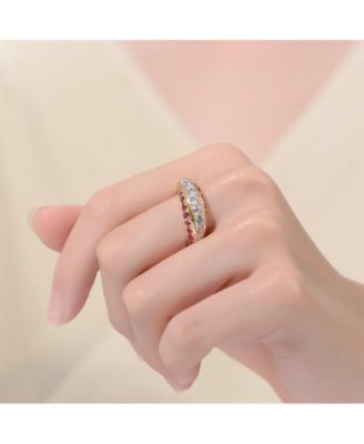 Radiant 14K Gold Plated Three-Trail Cubic Zirconia Cocktail Ring