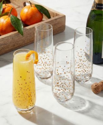 Confetti Gold Stemless Flutes, Set of 2