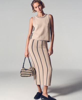 Women's Vertical Striped Detail Maxi Pull-On Skirt