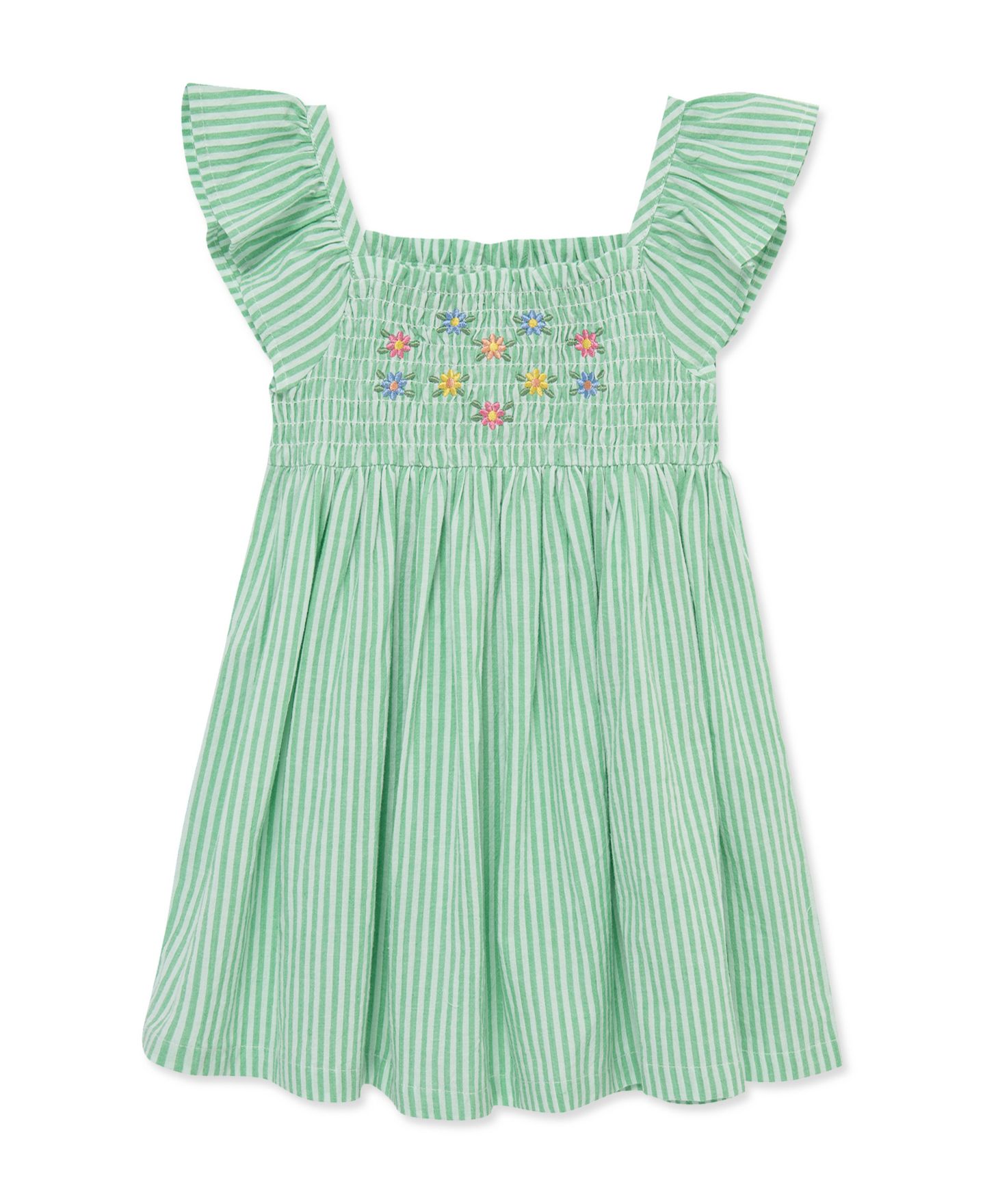 Платье Little Me Striped Dress with Diaper Cover для девочек-малышей, цвет: Зелёный — фото 3