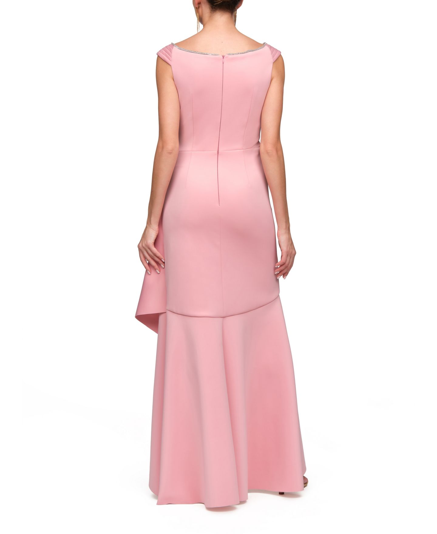 Женские платья JS Collections V-Neck Marla High-Low Gown, цвет: Тёплый розовый — фото 4