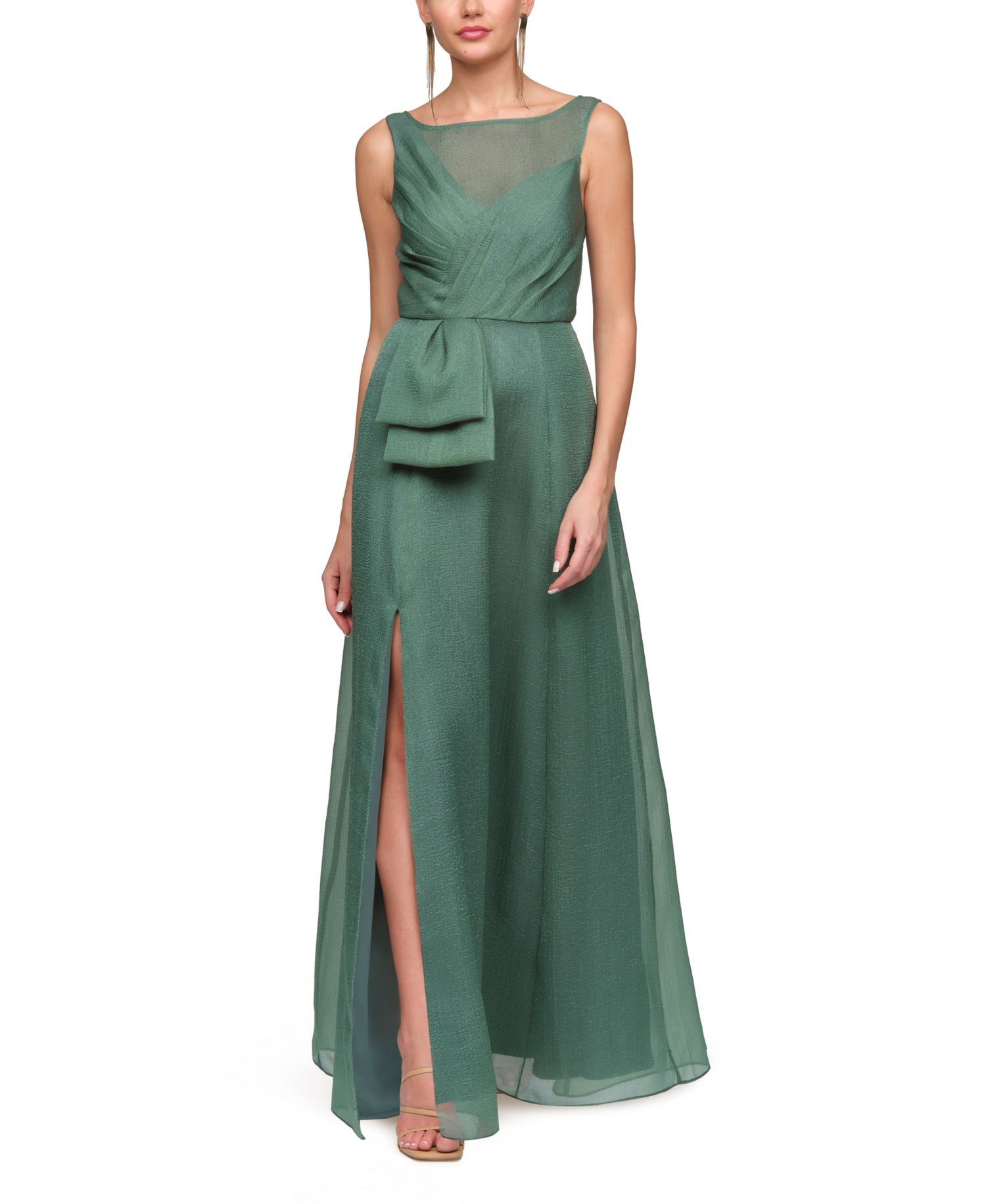 Women's Boat Neck Carey Organza Gown