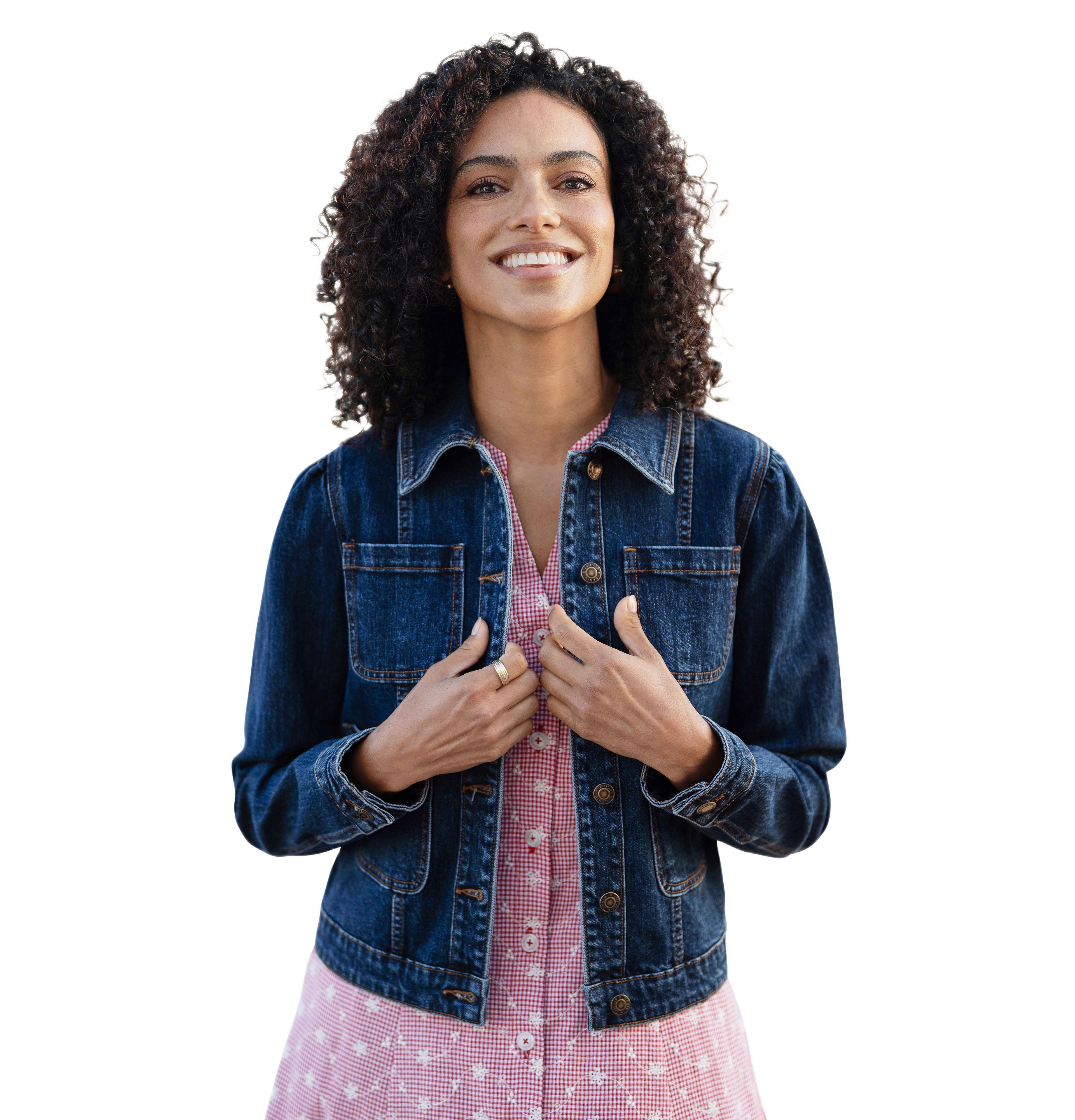 Yumi Women's Stretch Denim Pocket Detail Jacket